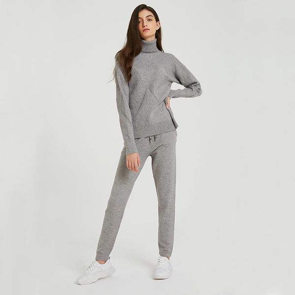 knitted sets winter sports suit for autumn winter casual turtleneck long sleeve up sweaters pants solid sets for ladies women, White
knitted sets winter sports suit for autumn winter casual turtleneck long sleeve up sweaters pants solid sets for ladies women, White