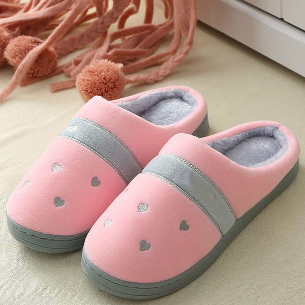 winter indoor slippers short plush print home warm flat shoes home cotton slipper footwear, Black