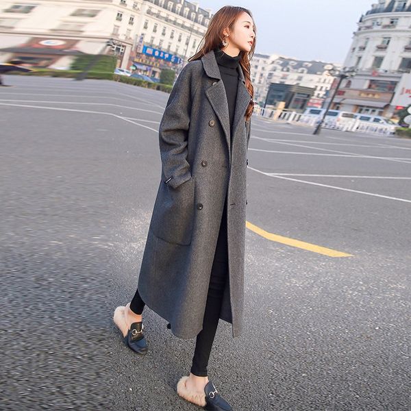 women autumn winter plaid woolen double breasted coat casual loose warm thick ladies coats long jackets plus size, Black
women autumn winter plaid woolen double breasted coat casual loose warm thick ladies coats long jackets plus size, Black