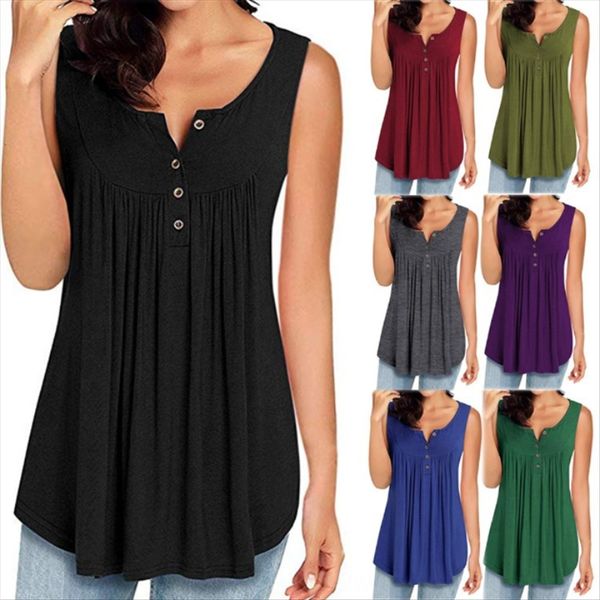 2020 pleated 4-button loose sleeveless solid color female 2020 pleated 4-button loose sleeveless t-shirt solid color vest female t-shirt ves, White
2020 pleated 4-button loose sleeveless solid color female 2020 pleated 4-button loose sleeveless t-shirt solid color vest female t-shirt ves, White