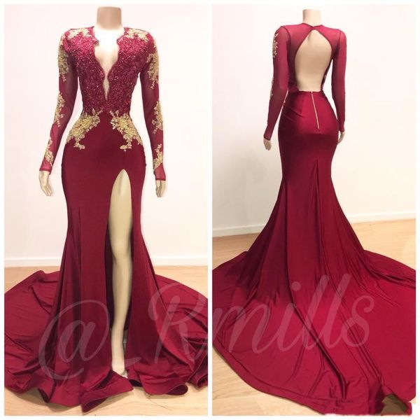 burgundy mermaid prom dresses long sleeves formal evening gowns with deep v neck seky hole backless formal evening gowns lace cocktail, Black
burgundy mermaid prom dresses long sleeves formal evening gowns with deep v neck seky hole backless formal evening gowns lace cocktail, Black