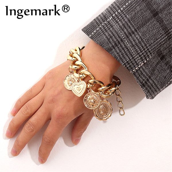 ingemark punk carved coin heart bracelet bangle bohemian circle queen golden thick chain tassel pendant bracelet women jewelry, Black
ingemark punk carved coin heart bracelet bangle bohemian circle queen golden thick chain tassel pendant bracelet women jewelry, Black