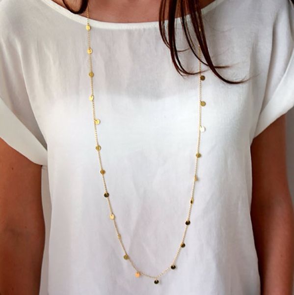 120cm long bohemia trendy women jewelry statement necklace personality long sequins pendant maxi collar chain xl324, Silver
120cm long bohemia trendy women jewelry statement necklace personality long sequins pendant maxi collar chain xl324, Silver
