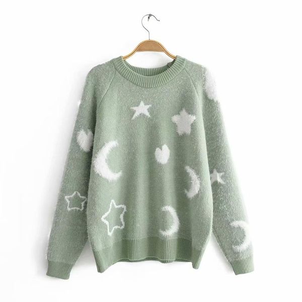 autumn new women's european and american style round neck long-sleeved loose stars moon pattern pullover sweater women's, White;black
autumn new women's european and american style round neck long-sleeved loose stars moon pattern pullover sweater women's, White;black