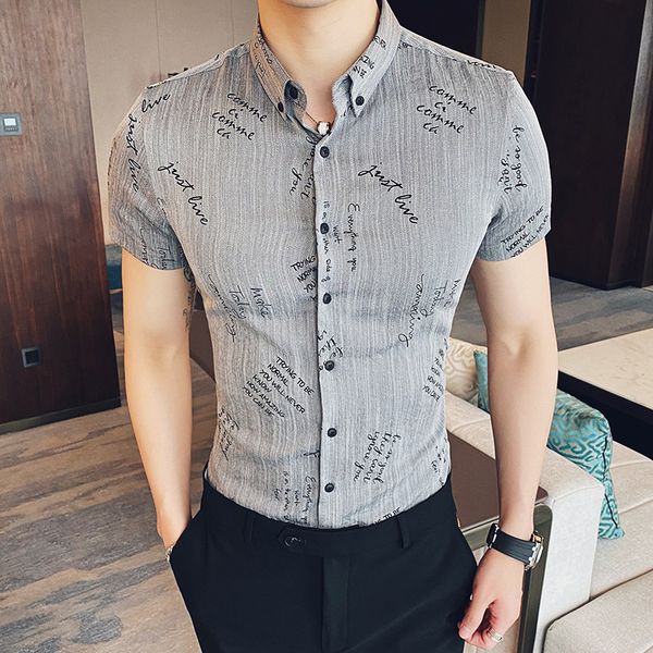 summer fashion letters print men shirt short sleeve brand 2020 casual chemise homme business work shirt men slim fit clothes, White;black
summer fashion letters print men shirt short sleeve brand 2020 casual chemise homme business work shirt men slim fit clothes, White;black