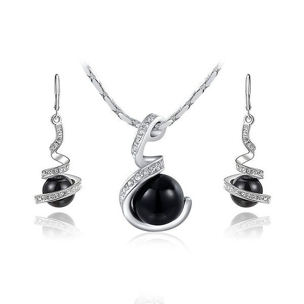 woman set ornament korean version of noble atmosphere austrian crystal white gold black pearl ladies suit necklace earrings, Silver
woman set ornament korean version of noble atmosphere austrian crystal white gold black pearl ladies suit necklace earrings, Silver