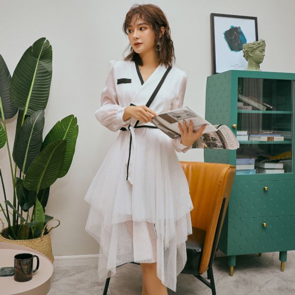 2019 autumn new fashion style european station slim temperament v-neck fairy popular women white commute female spliced dresses, Black;gray
2019 autumn new fashion style european station slim temperament v-neck fairy popular women white commute female spliced dresses, Black;gray