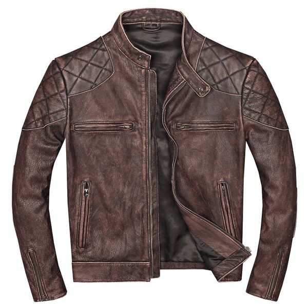 men's leather & faux 2021 vintage brown men genuine biker's jacket plus size xxxl thick cowhide autumn russian coat, Black
men's leather & faux 2021 vintage brown men genuine biker's jacket plus size xxxl thick cowhide autumn russian coat, Black