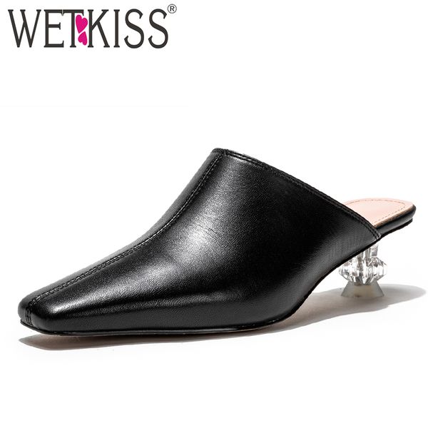 wetkiss crystal unusual heels women slippers square toe footwear slides shoes woman genuine leather female mules shoes woman, Black
wetkiss crystal unusual heels women slippers square toe footwear slides shoes woman genuine leather female mules shoes woman, Black