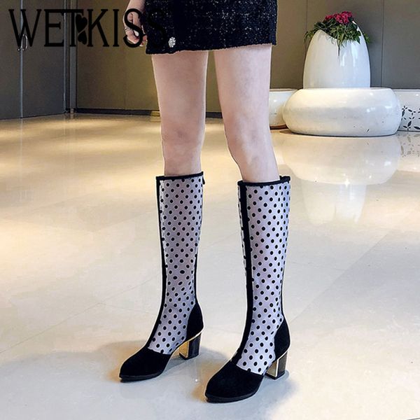 knee high boots women round toe zip footwear thick high heels boots female polka dot mesh shoes woman spring 2019 new, Black
knee high boots women round toe zip footwear thick high heels boots female polka dot mesh shoes woman spring 2019 new, Black