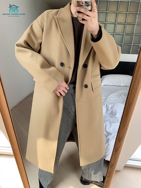 double-sided woolen overcoat men's long autumn and winter trend korean version windbreaker casual simple loose joker coat, Black
double-sided woolen overcoat men's long autumn and winter trend korean version windbreaker casual simple loose joker coat, Black