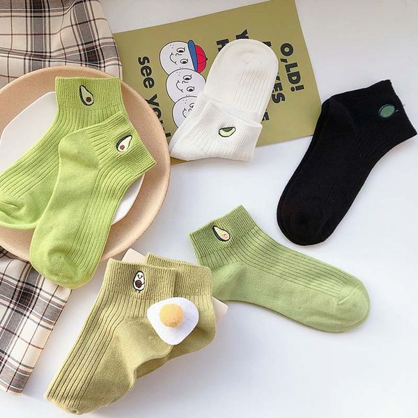 women solid avocado embroidery socks casual cotton short socks for ladies concise college style breathable crew sokken trendy, Black;white
women solid avocado embroidery socks casual cotton short socks for ladies concise college style breathable crew sokken trendy, Black;white