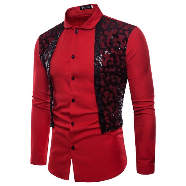 men's dress shirts long-sleeved summer fashion business casual slim-fit mens solid sequin lace decorated tuxedo, White;black
men's dress shirts long-sleeved summer fashion business casual slim-fit mens solid sequin lace decorated tuxedo, White;black