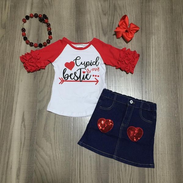 baby girls clothes cotton valentine's day cupid is my e jeans skirt sets sequins love ruffle match accessories knee length, White
baby girls clothes cotton valentine's day cupid is my e jeans skirt sets sequins love ruffle match accessories knee length, White
