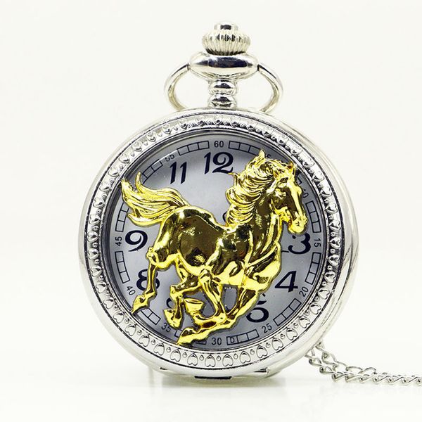 luxury running golden horse quartz pocket watch zodiac chinese style necklace jewelry steampunk men women gifts with chain, Slivery;golden
luxury running golden horse quartz pocket watch zodiac chinese style necklace jewelry steampunk men women gifts with chain, Slivery;golden