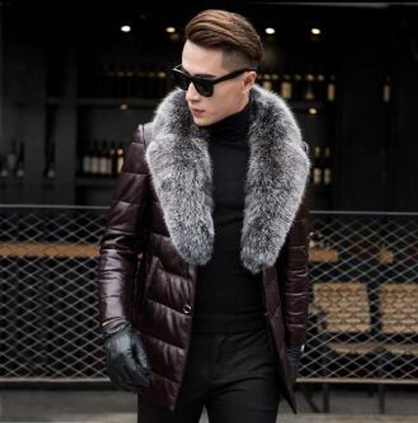 2019 new men's genuine sheepskin leather down coat with natural silver fox fur collar black real leather jacket outerwear winter
2019 new men's genuine sheepskin leather down coat with natural silver fox fur collar black real leather jacket outerwear winter