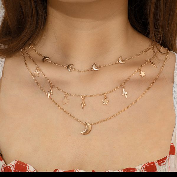 fashion simple style woman necklace star moon pendant multilayer alloy necklace ladies trendy accessories jewelry collier femme, Golden;silver
fashion simple style woman necklace star moon pendant multilayer alloy necklace ladies trendy accessories jewelry collier femme, Golden;silver