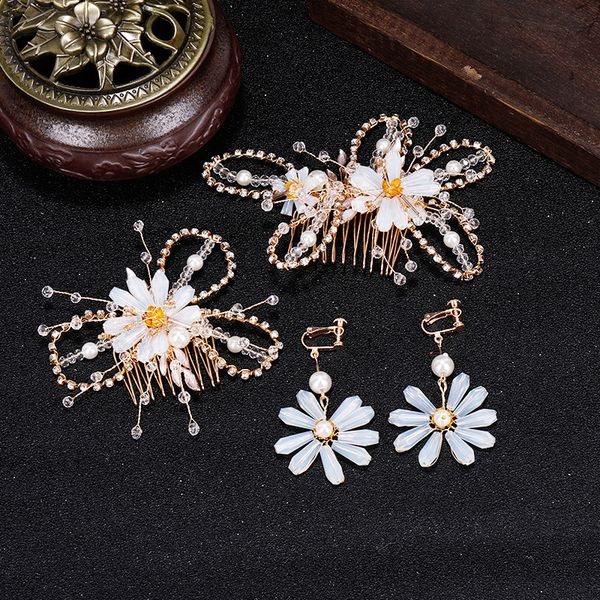 le liin bride gold hair comb earring sets bridal crystal wedding headpiece bridesmaid hair accessories, Golden;white
le liin bride gold hair comb earring sets bridal crystal wedding headpiece bridesmaid hair accessories, Golden;white