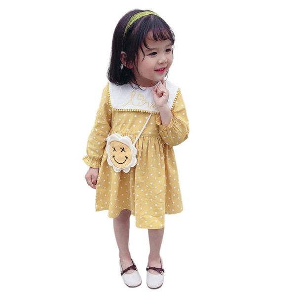 casual fashion girls polka dot print shoulder bag long sleeve dress kids' clothing, Red;yellow
casual fashion girls polka dot print shoulder bag long sleeve dress kids' clothing, Red;yellow