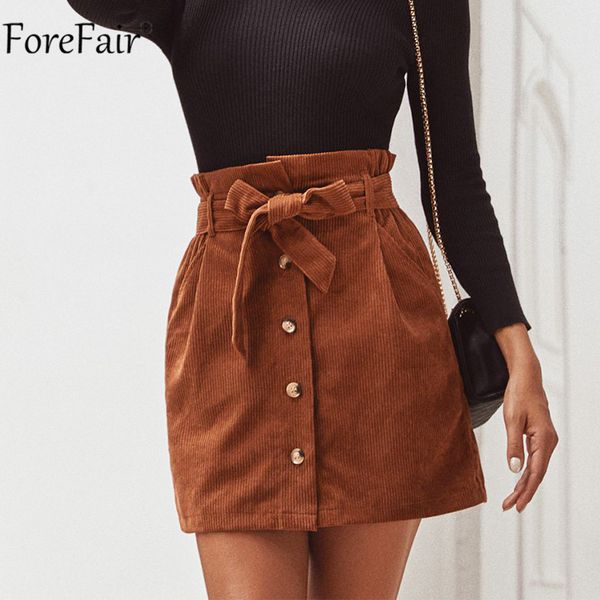 forefair women corduroy skirt casual sashes button brown spring autumn with belt ladies high waist pocket mini skirt, Black
forefair women corduroy skirt casual sashes button brown spring autumn with belt ladies high waist pocket mini skirt, Black