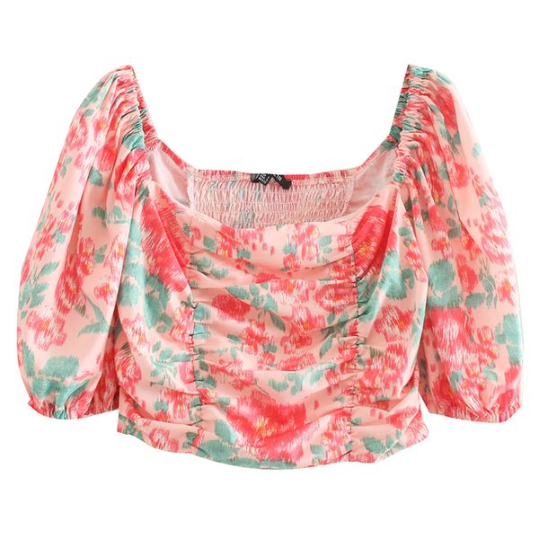 rr summer square collar tshirts women fashion printed elastic waist women elegant puff sleeve short tees femle ladies fi, White
rr summer square collar tshirts women fashion printed elastic waist women elegant puff sleeve short tees femle ladies fi, White
