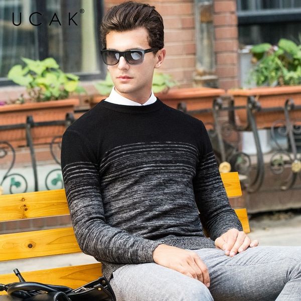 ucak brand merino wool sweater men autumn winter thick cashmere pullover men fashion gradient color sweater pull homme u3055, White;black
ucak brand merino wool sweater men autumn winter thick cashmere pullover men fashion gradient color sweater pull homme u3055, White;black