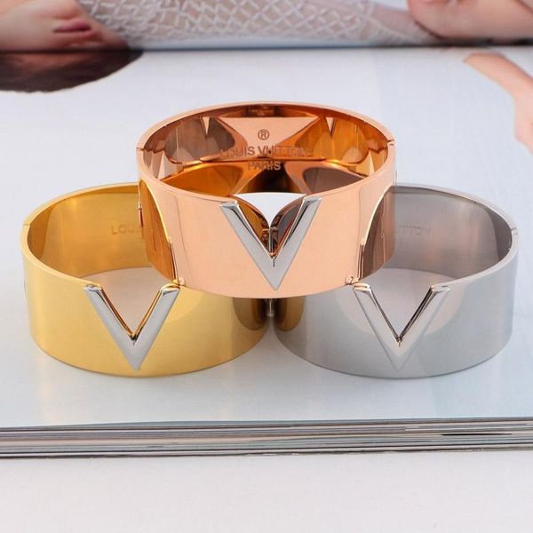 europe america simple style lady women titanium steel 18k gold engraved v letter wide bangle bracelets 3 color, Black
europe america simple style lady women titanium steel 18k gold engraved v letter wide bangle bracelets 3 color, Black