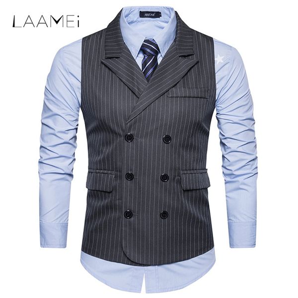 laamei men vests double breasted gentlemen mens shawl collar stripe vests suit formale vest business chalecos hombre, Black;white
laamei men vests double breasted gentlemen mens shawl collar stripe vests suit formale vest business chalecos hombre, Black;white