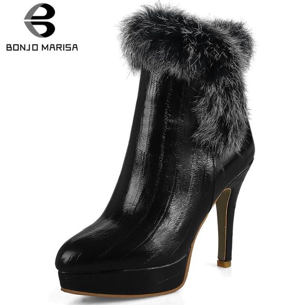 bonjomarisa elegant lady thin heels ankle boots platform fur decoration winter boots women 2020 wedding office shoes woman, Black
bonjomarisa elegant lady thin heels ankle boots platform fur decoration winter boots women 2020 wedding office shoes woman, Black