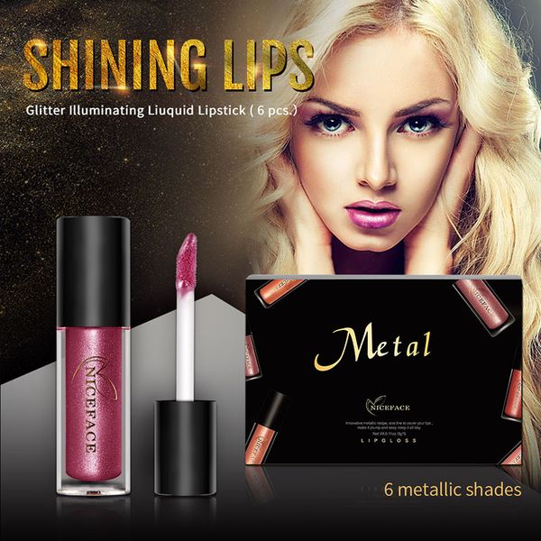 niceface 6pcs/set of liquid lipstick with magic chameleon metal pearlescent lip gloss long lasting matte liquid lipstick
niceface 6pcs/set of liquid lipstick with magic chameleon metal pearlescent lip gloss long lasting matte liquid lipstick