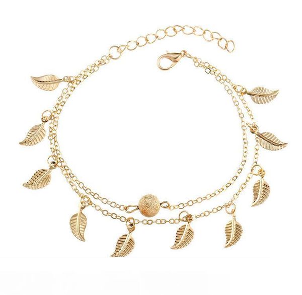 silver gold double layer tassel leaf anklets bracelets beach foot chain fashion jewelry for women epacket ship, Red;blue
silver gold double layer tassel leaf anklets bracelets beach foot chain fashion jewelry for women epacket ship, Red;blue