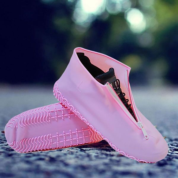 1 pair silicone non slip zipper accessories outdoor reusable elastic waterproof foot wear shoe cover rain boots protective, White;pink
1 pair silicone non slip zipper accessories outdoor reusable elastic waterproof foot wear shoe cover rain boots protective, White;pink