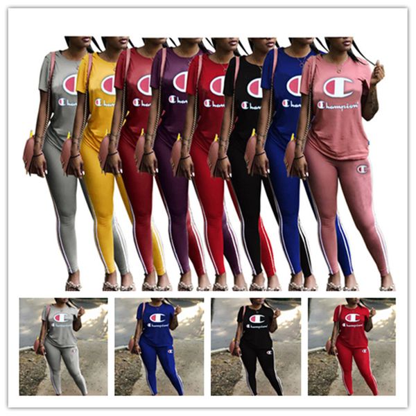 Women Champions Tshirts Tracksuit Round Neck T shirt Tops + Long Pants 2 Piece Sportswear Solid Color Letter Outfit Sports Jogger Set B3293
Women Champions Tshirts Tracksuit Round Neck T shirt Tops + Long Pants 2 Piece Sportswear Solid Color Letter Outfit Sports Jogger Set B3293
