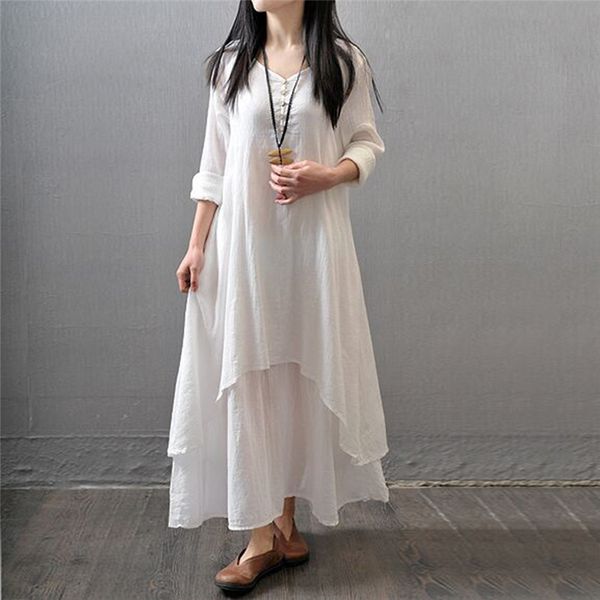 2019 big size maxi dresses women false two-piece long sleeve cotton linen dress casual white boho oversized summer dress 4xl 5xl, Black;gray
2019 big size maxi dresses women false two-piece long sleeve cotton linen dress casual white boho oversized summer dress 4xl 5xl, Black;gray