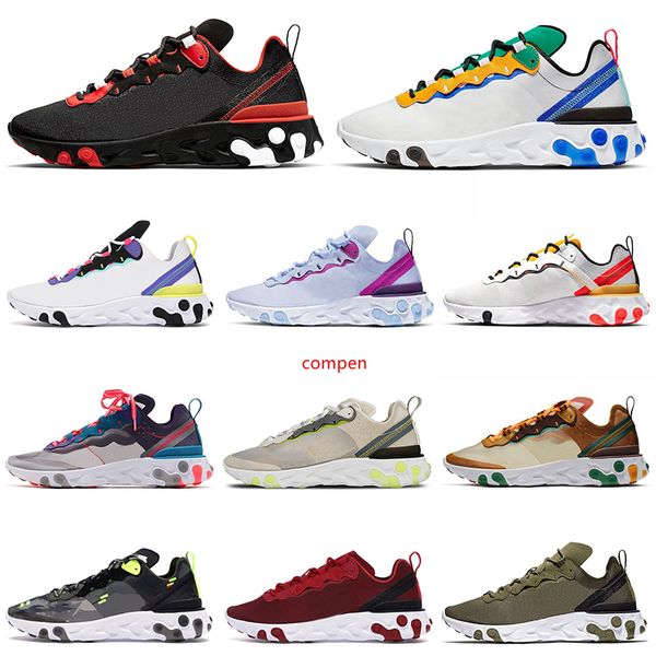 

react element 87 55 running shoes men women chaussures bred camo team red triple black tour green orange peel mens trainers sports sneakers
