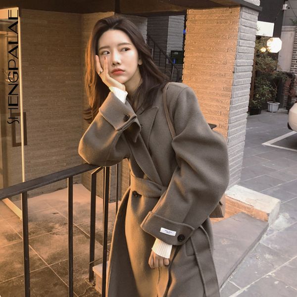 shengpalae highhh quality turn-down collar belt full sleeve pockets women loose coat long length autumn 2019 korea style fs487, Black;brown
shengpalae highhh quality turn-down collar belt full sleeve pockets women loose coat long length autumn 2019 korea style fs487, Black;brown