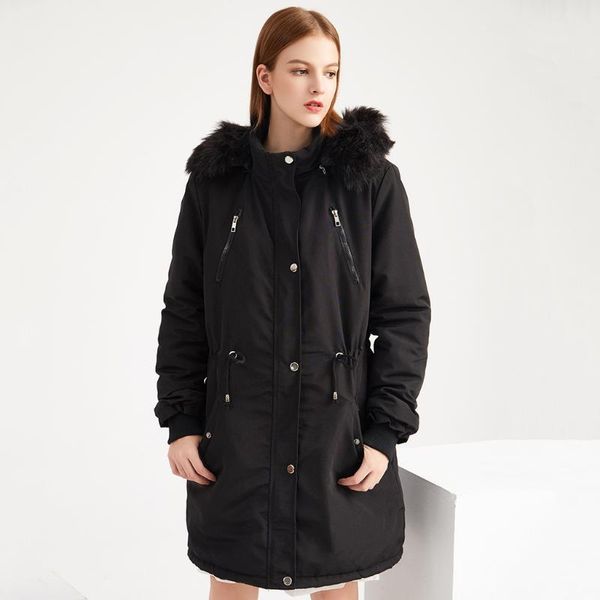 women's winter jacket long parka coat with hair thick warm removable hooded long coats mujer cotton padded coat outwear fur, Black
women's winter jacket long parka coat with hair thick warm removable hooded long coats mujer cotton padded coat outwear fur, Black