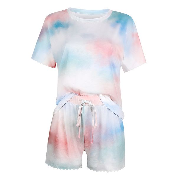 women casual loose tie dye colorful clothing sets lady short sleeve pullover crew neck + high waist drawstring shorts, Gray
women casual loose tie dye colorful clothing sets lady short sleeve pullover crew neck + high waist drawstring shorts, Gray