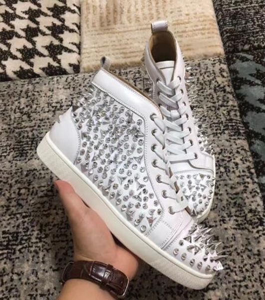 popular designer luxury party 2019 white leather silver spiked red bottom with box royaums high men and women fashion sneakers 35-46, Black
popular designer luxury party 2019 white leather silver spiked red bottom with box royaums high men and women fashion sneakers 35-46, Black