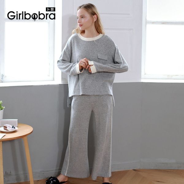 women pajamas sets loose gray home clothing irregular and pants sleepwear suits autumn winter outdoor homewear pijama, Blue;gray
women pajamas sets loose gray home clothing irregular and pants sleepwear suits autumn winter outdoor homewear pijama, Blue;gray