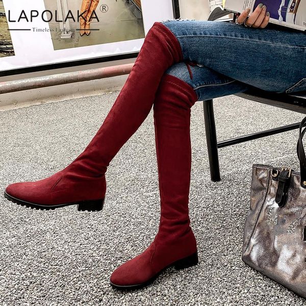 lapolaka 2020 brand new design chunky heels slip on stretch flock shoes women boots 4 colors concise knee high boots woman shoes, Black
lapolaka 2020 brand new design chunky heels slip on stretch flock shoes women boots 4 colors concise knee high boots woman shoes, Black