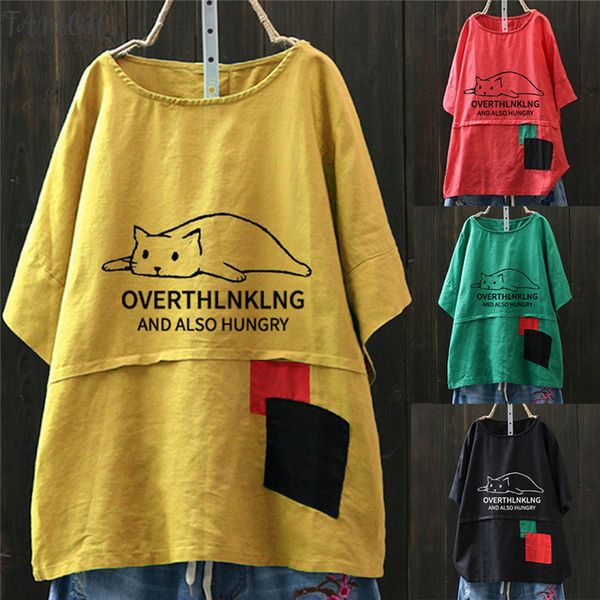 женщины мультфильм cat печати лоскутное с коротким рукавом повседневная cute животных печати футболка top мода женщины льняная рубашка женщи, White
женщины мультфильм cat печати лоскутное с коротким рукавом повседневная cute животных печати футболка top мода женщины льняная рубашка женщи, White