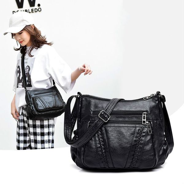fashion women crossbody bag black soft washed leather shoulder bag patchwork messenger small flap for girls
fashion women crossbody bag black soft washed leather shoulder bag patchwork messenger small flap for girls