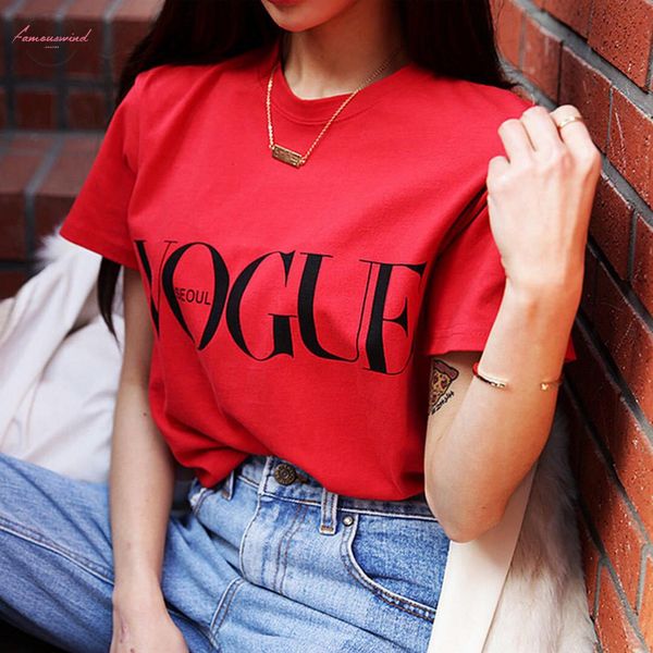 vogue letter print t shirt women short sleeve o neck loose red tshirt 2019 summer women tee shirt camisetas mujer, White
vogue letter print t shirt women short sleeve o neck loose red tshirt 2019 summer women tee shirt camisetas mujer, White