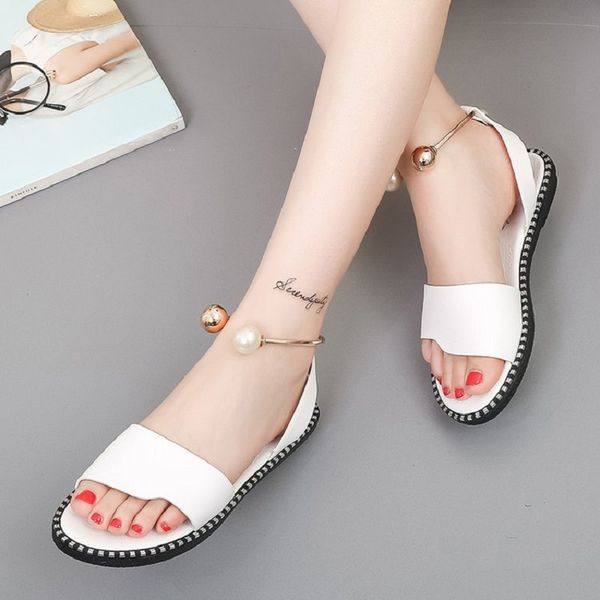 2020 summer new open-toe sandals women's fashion wild flat pearl buckle slip-on women's sandals, Black
2020 summer new open-toe sandals women's fashion wild flat pearl buckle slip-on women's sandals, Black