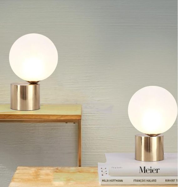 modern simple glass globe led table lamps for bedroom luxury creative ball moon table lamp metal bedroom bedside light