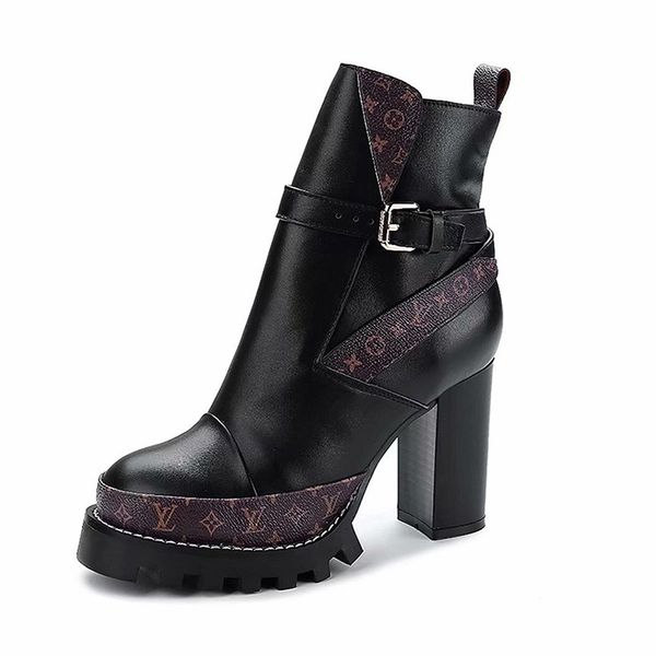 europe and america autumn and winter super high-heeled platform thick with ankle boots female personality round head belt buckle martin boot, Black
europe and america autumn and winter super high-heeled platform thick with ankle boots female personality round head belt buckle martin boot, Black
