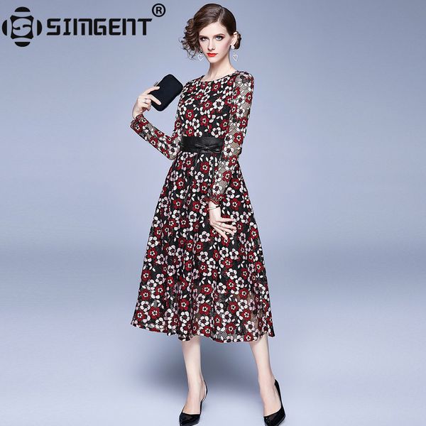 simgent belted dress women vintage elegant long sleeve slim party casual floral lace dresses robe femme sg911116, Black;gray
simgent belted dress women vintage elegant long sleeve slim party casual floral lace dresses robe femme sg911116, Black;gray