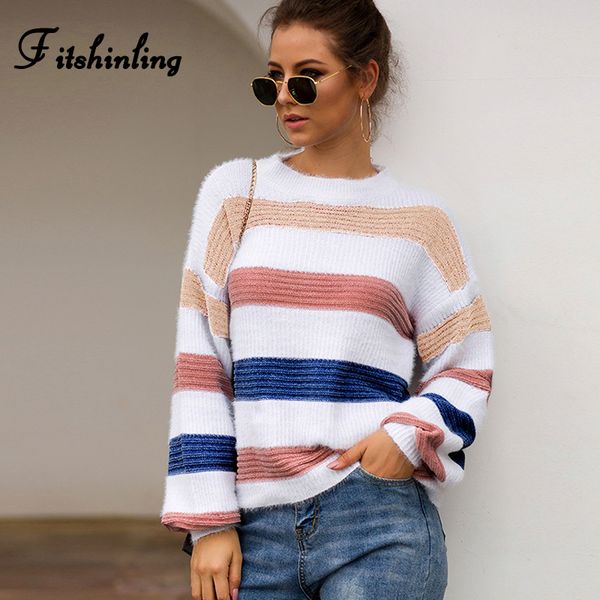 fitshinling 2020 winter fashion striped sweaters pullovers women clothing multicolor pull femme long sleeve knitted jumper sale, White;black
fitshinling 2020 winter fashion striped sweaters pullovers women clothing multicolor pull femme long sleeve knitted jumper sale, White;black