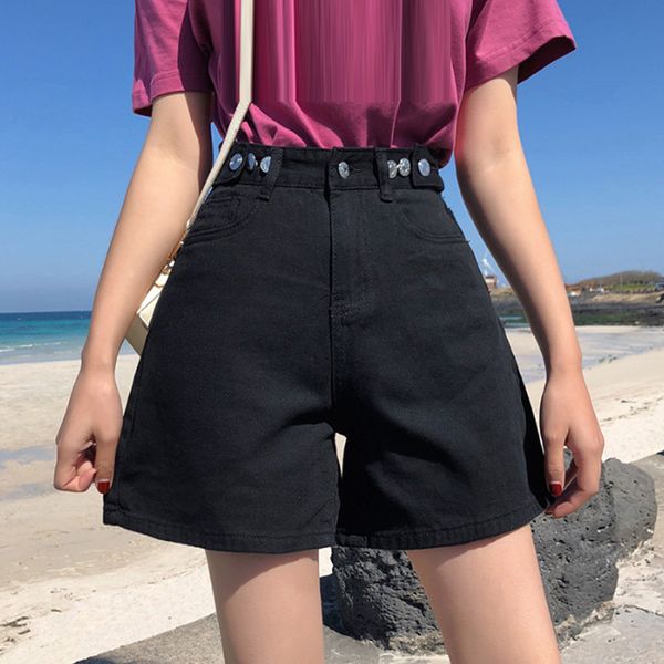 women's shorts beige denim women classic vintage high waist blue wide leg female casual summer ladies jeans for, White;black
women's shorts beige denim women classic vintage high waist blue wide leg female casual summer ladies jeans for, White;black